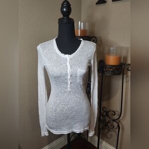 Rails Lightweight White Long Sleeve Henley Top. NWT. Size S.